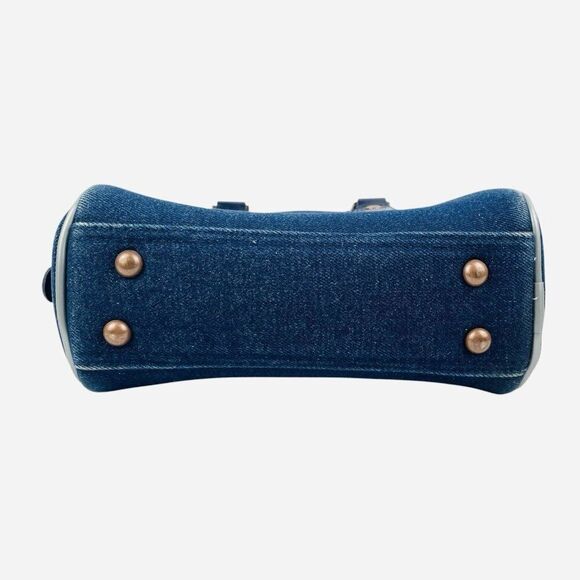 RARE Vintage 2000s Von Dutch Denim Mini Bowling Bag Purse Y2K White Trim Logo - Picture 7 of 13